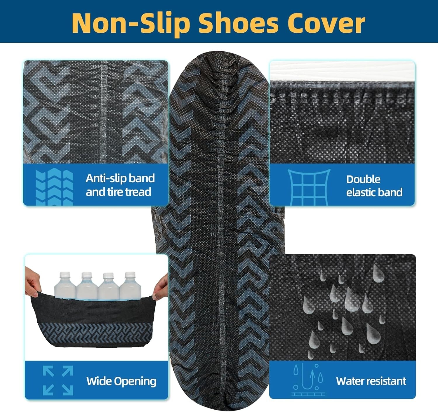 Black Industrial Disposable Shoe Covers Extra Large 100 Pack