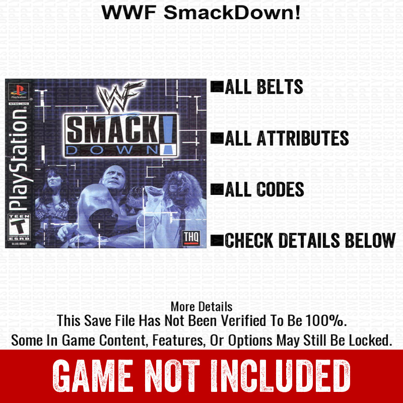 WWF SmackDown 100% Save PS1 Memory Card All Items Unlocked