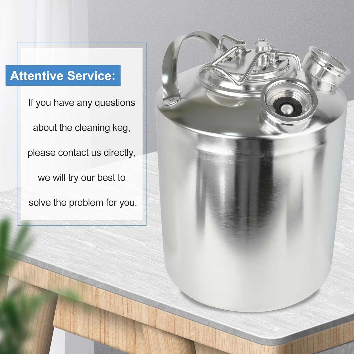 2.5 Gallon/10 L Cleaning Keg, Beer Line Cleaning Kit with 2 D Coupler Made of St