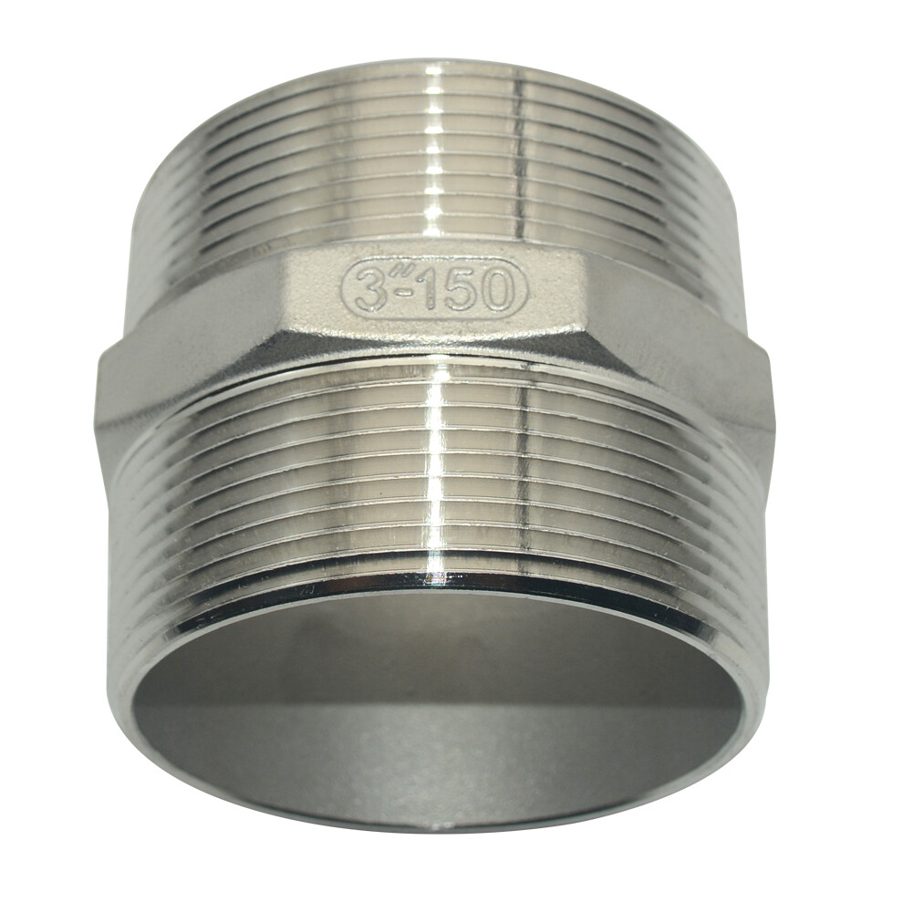 3" 3 inch NPT Stainless Steel 304 Pipe Thread Male Hex Nipple Fitting Adapter