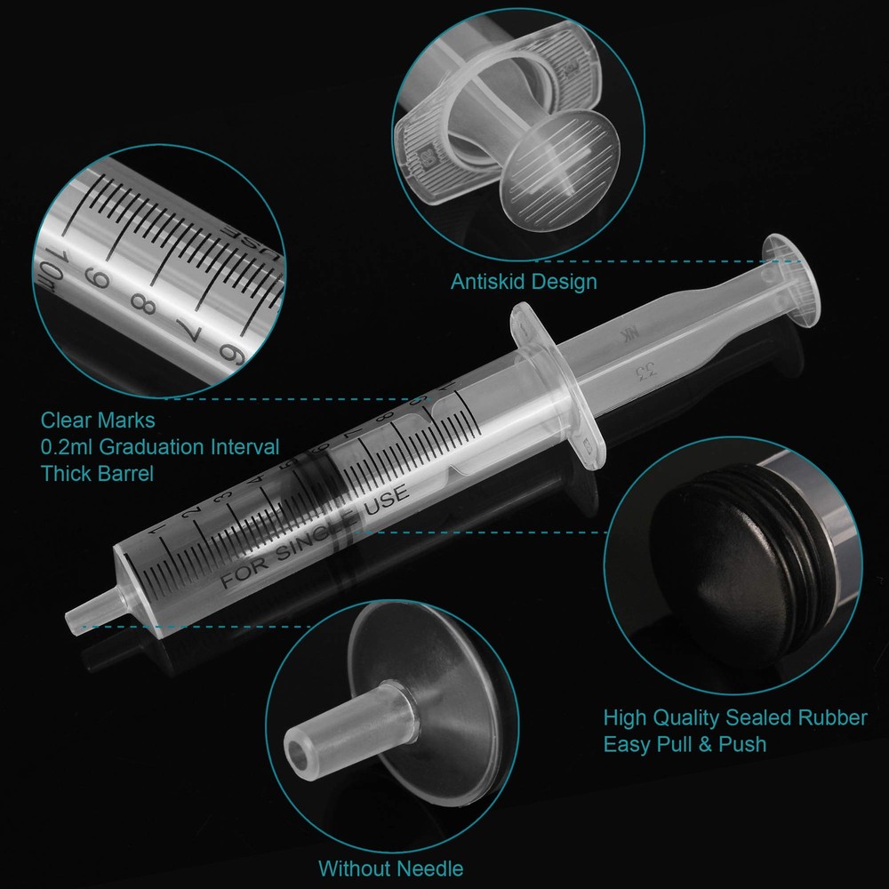 10ml Plastic Syringe Without Needle for Liquid - Measuring 10ml, transparent