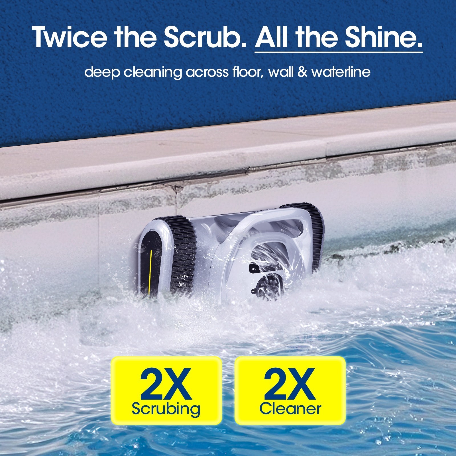 Seauto Cordless Robotic Pool Cleaner Wall & Waterline Cleaning w/App Support