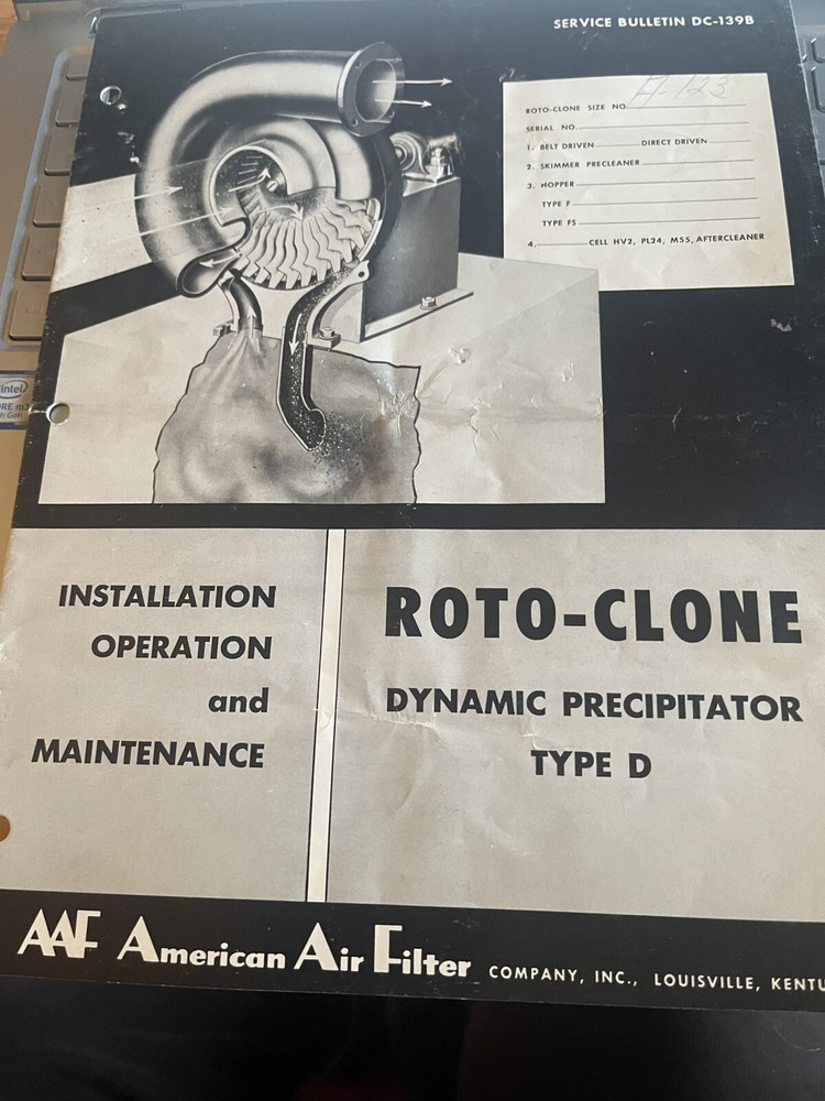 Roto-Clone Dynamic Precipitator Type D Installation, Operation, and Maintenance