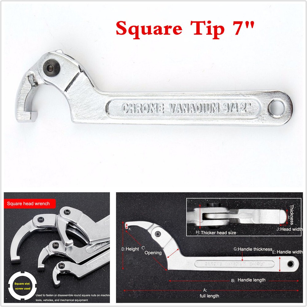 Adjustable Hook Wrench C Spanner Tool 19mm–51mm For Motorcycle Spring Bearing