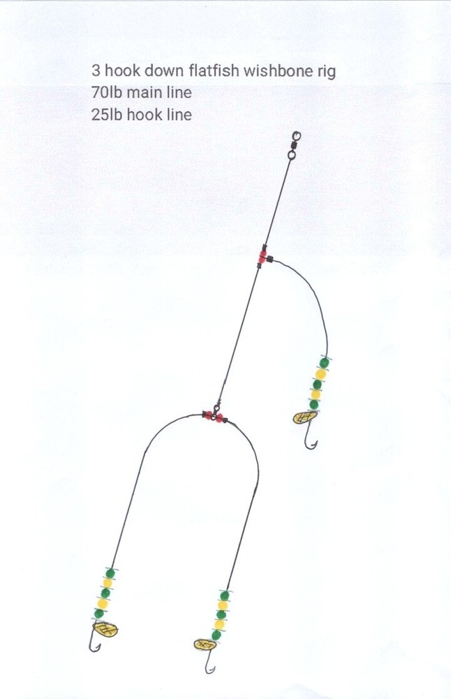 4 x 1/0 Aberdeen three hook down wishbone rig