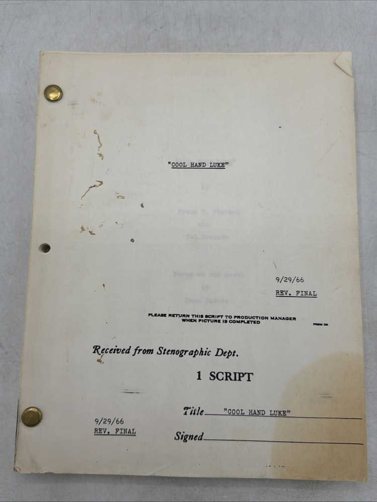 Cool Hand Luke 1966 Rev Final Script Production Copy Frank Pierson Hal Dresner