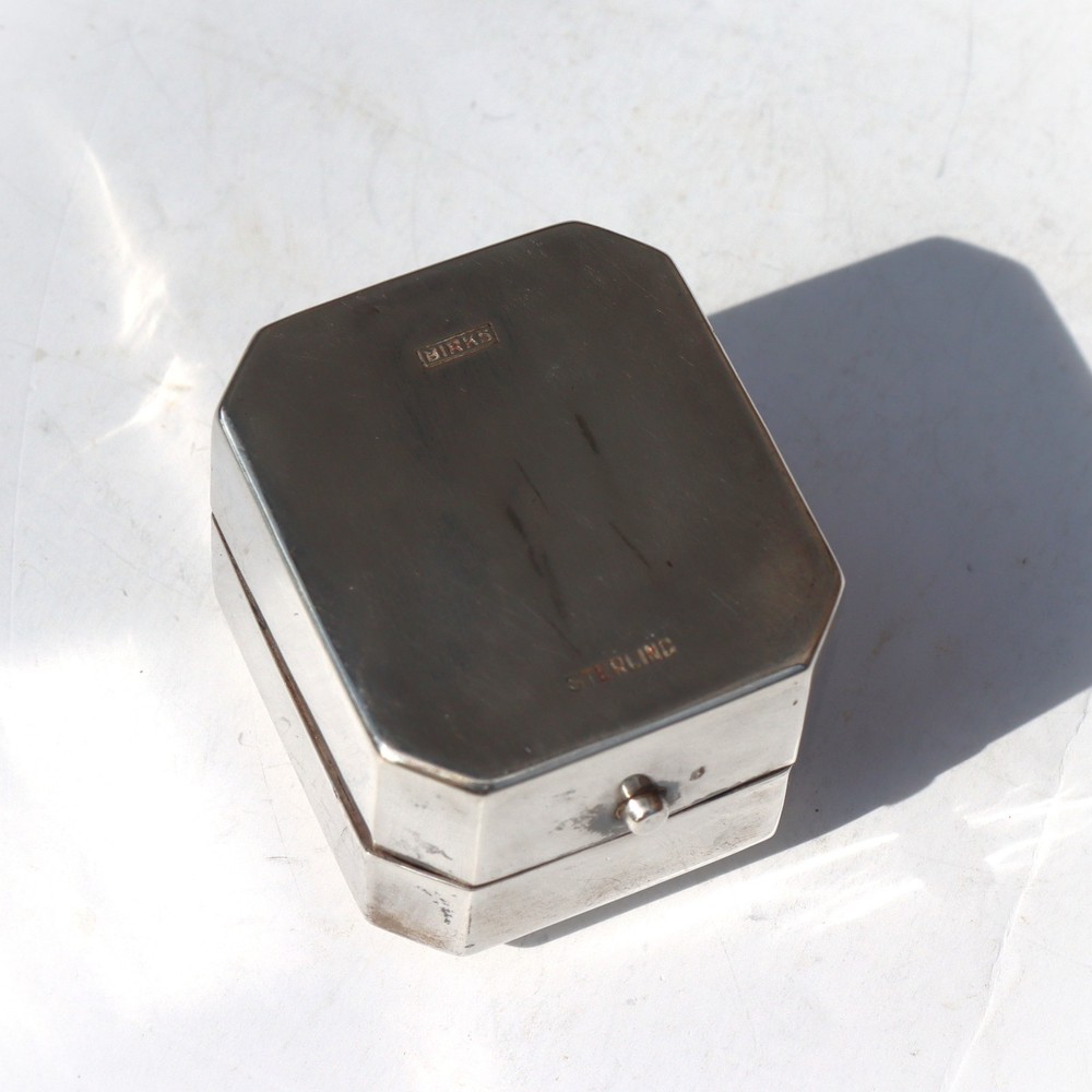 Antique Birks Canada Sterling Silver Ring Presentation Box Engraved 'Adele'