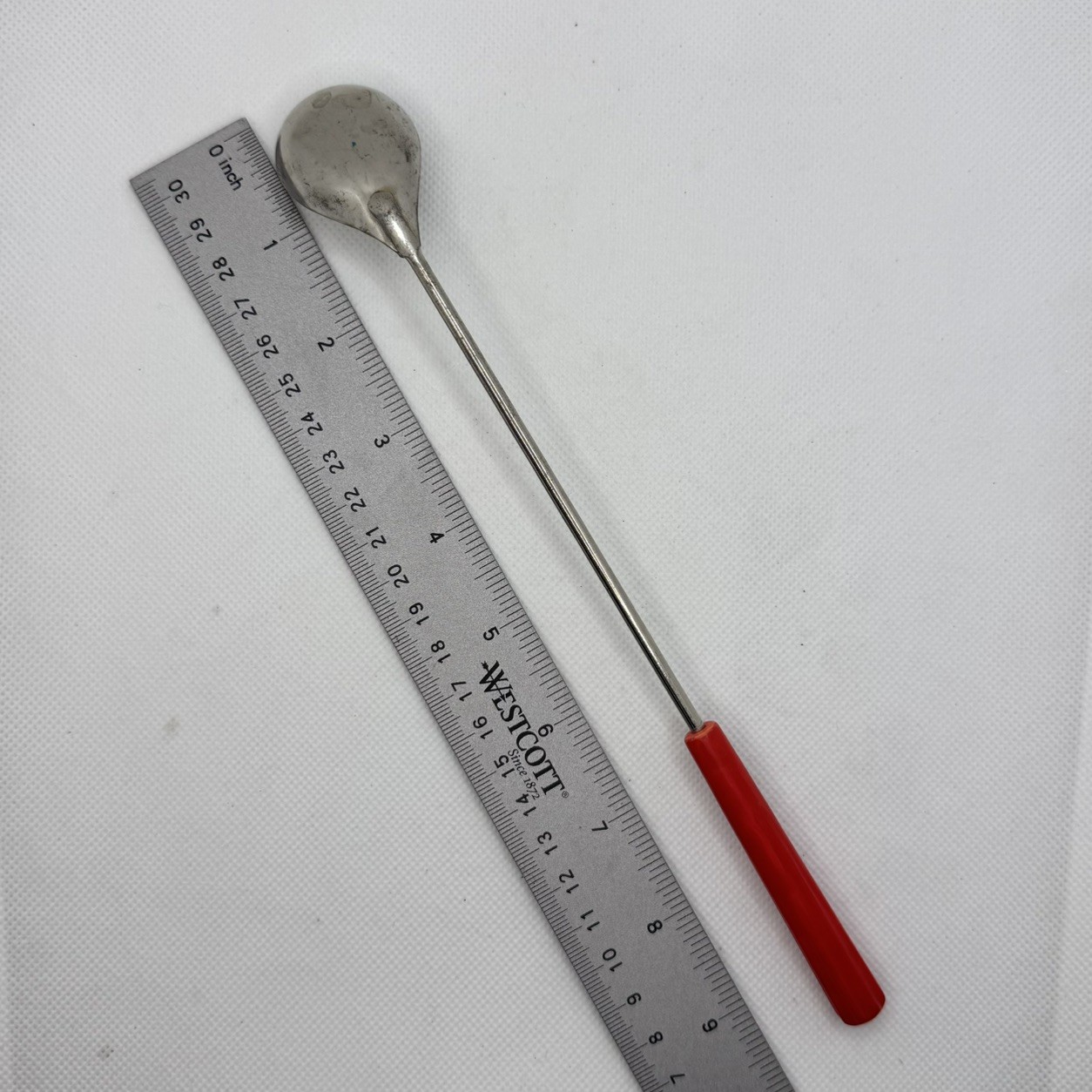Vintage Cocktail Stir Spoon Muddler Stainless Steel Retro Red Handle