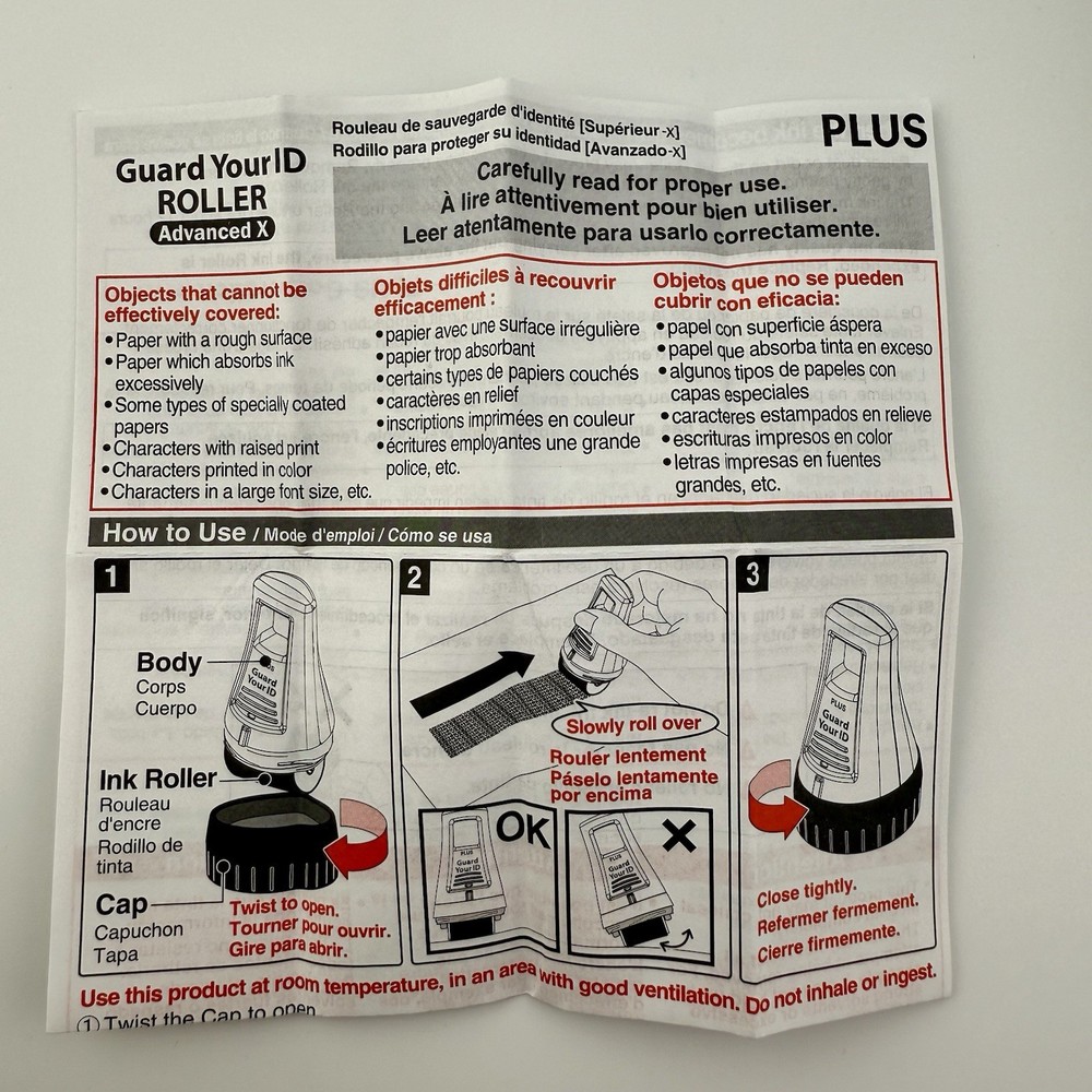 Guard Your ID Plus Advanced 3-Pack Security Stamp Roller Identity Theft NEW