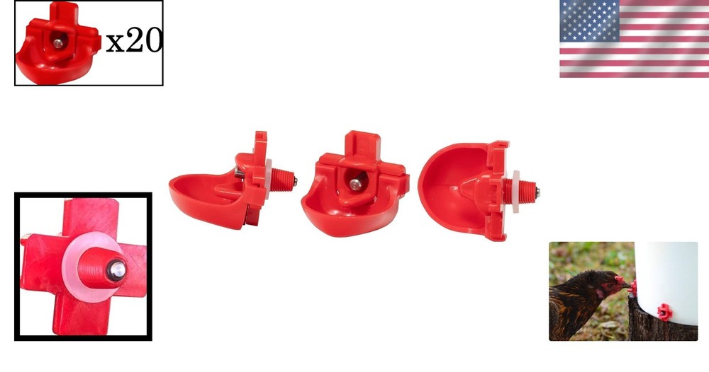 Efficient Poultry Watering System - 20 Horizontal Nipples with Dribble Dishes