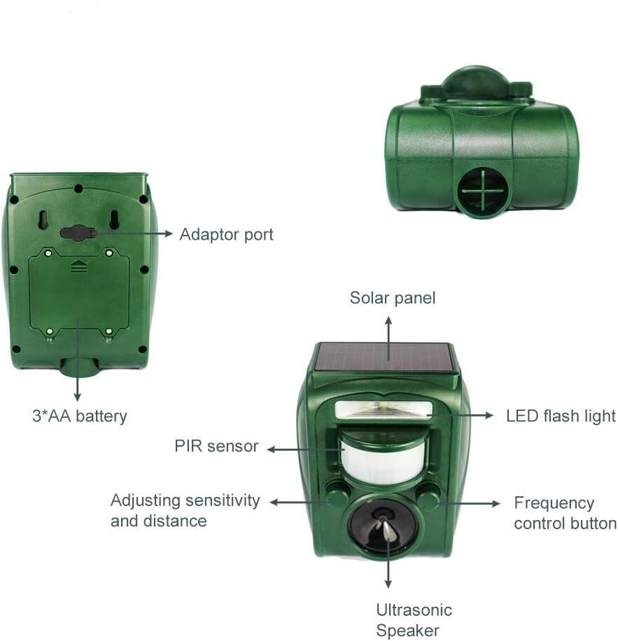 Humane Motion-Activated Deer, Cat & Dog Repellent - Solar Powered Solution
