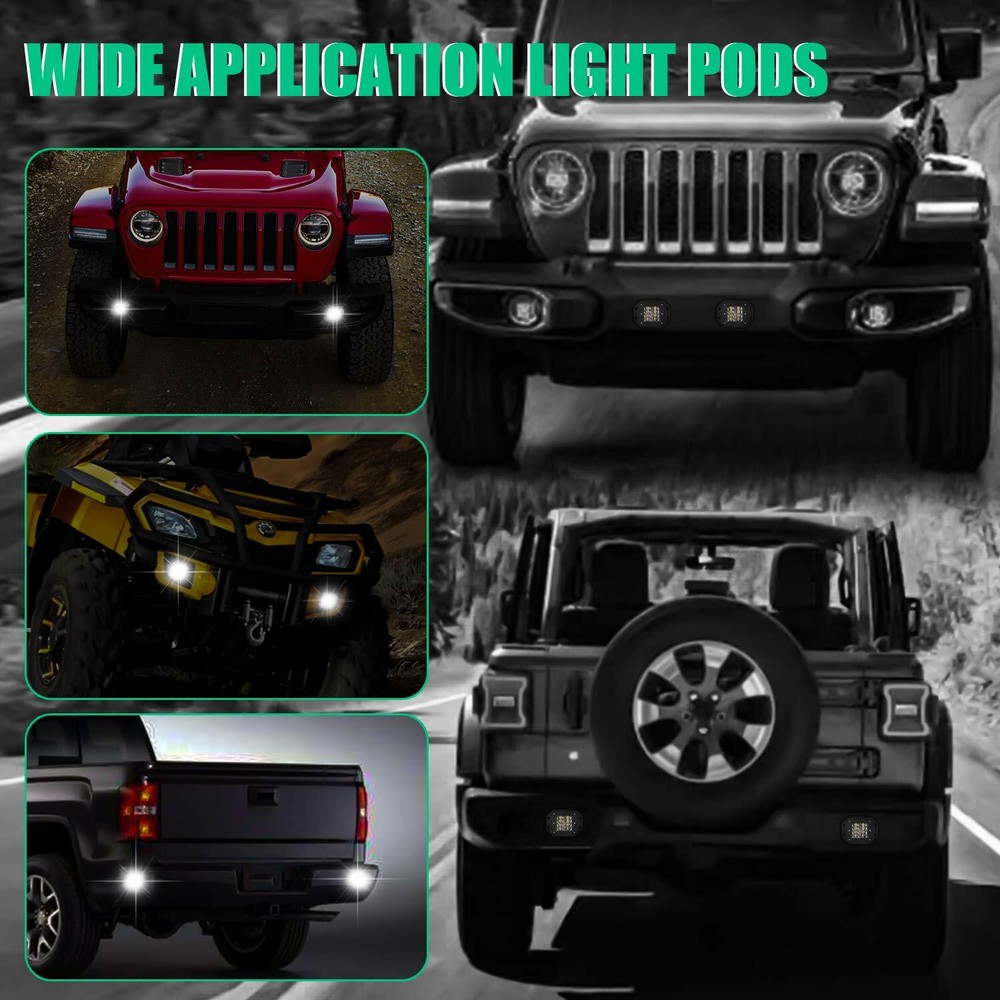5" Flush Mount LED Work Lights Backup Reverse Bumper Off-Road Driving Cube Pods
