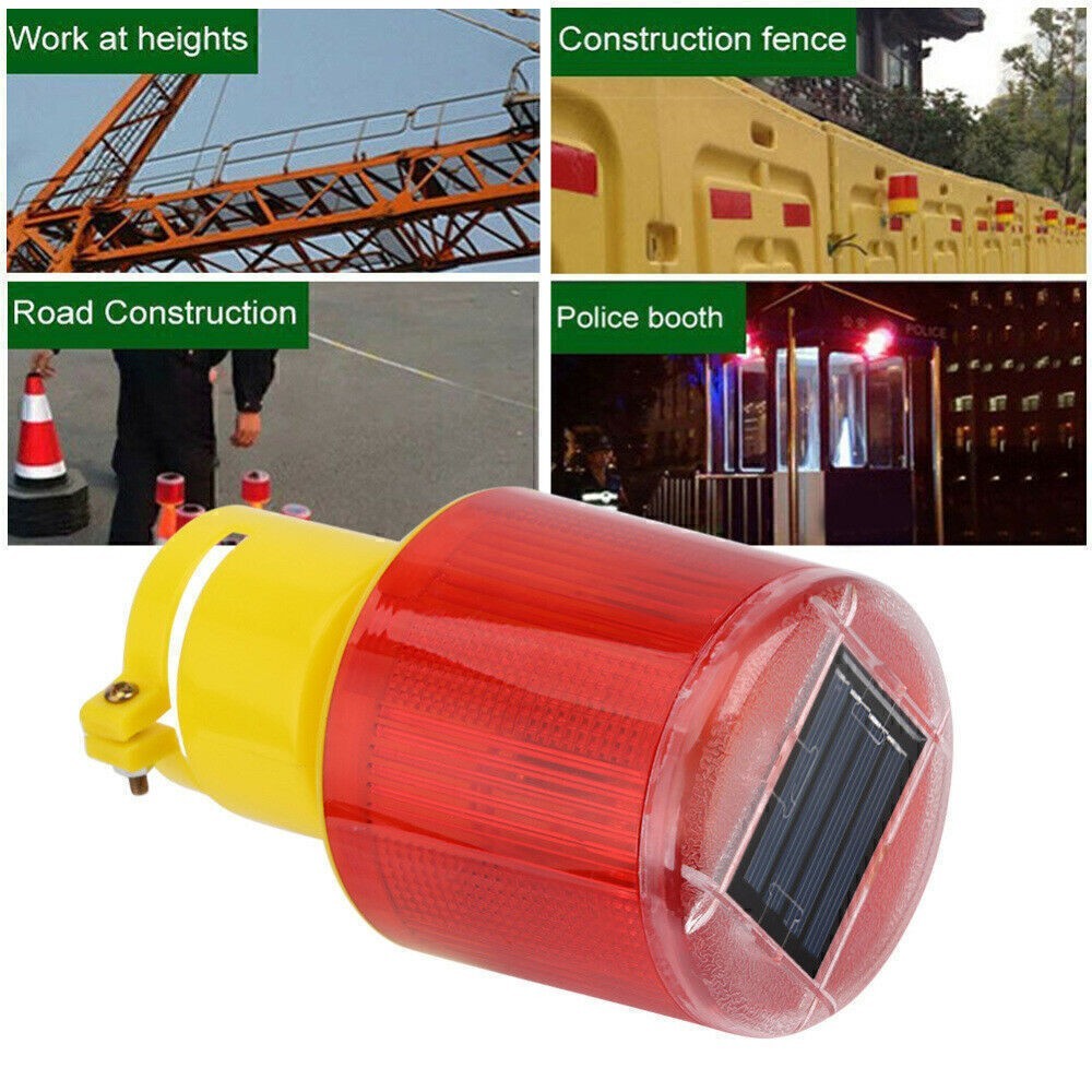 Solar Powered LED Warning Hazard Emergency Beacon Flash Strobe Signal Light