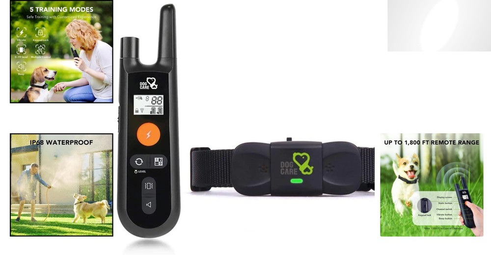 Rechargeable Dog Training Collar with Remote - Beep, Vibration & Shock Modes