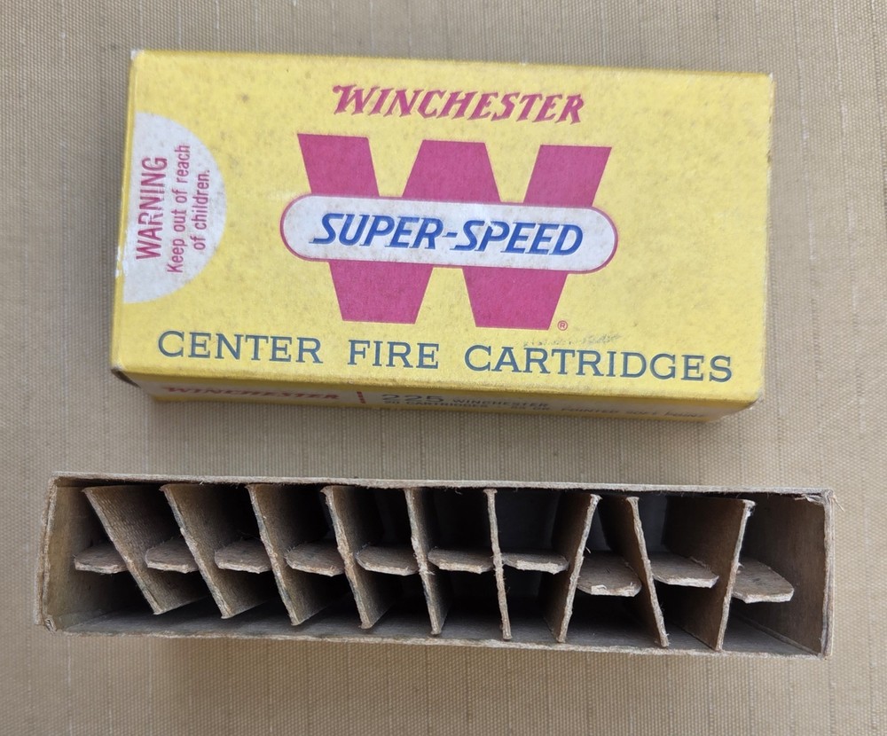 Winchester Western 225 Win 55 Gr Ptd Soft Point Empty Ammo Box w/ Insert W2251
