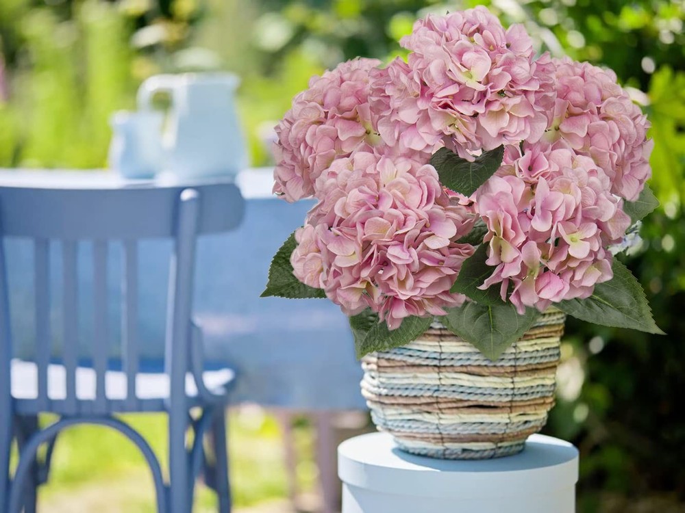 Pink Hydrangea Artificial Flowers Large Artificial Hydrangeas Silk Flowers fo...