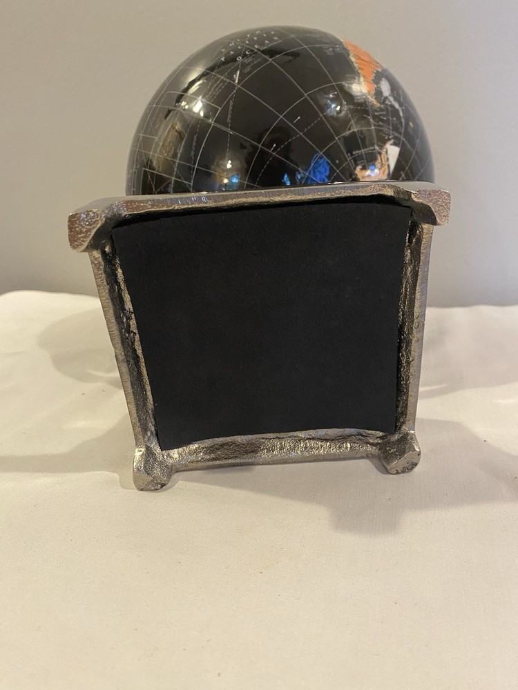 Black Globe with Metal Base Decorative Medium Size Perfect For Table