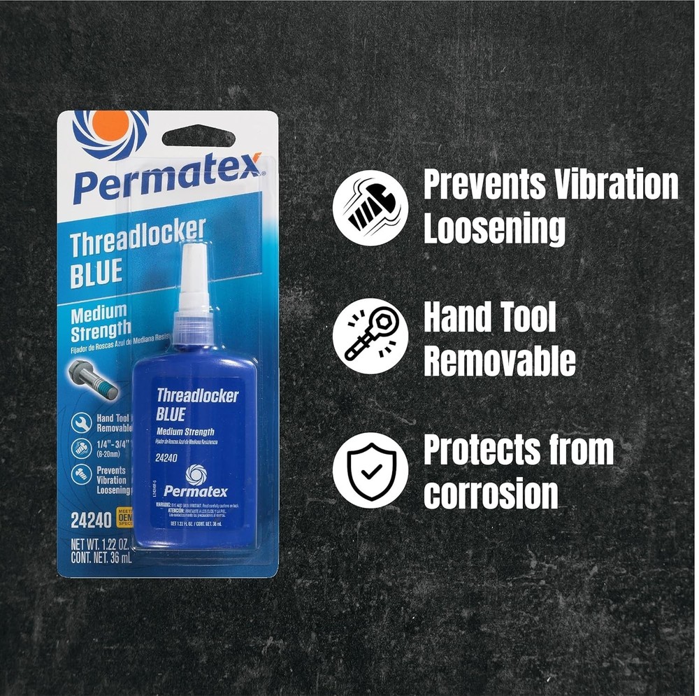 Permatex 24240 Medium Strength Threadlocker Blue 36 ml Removable