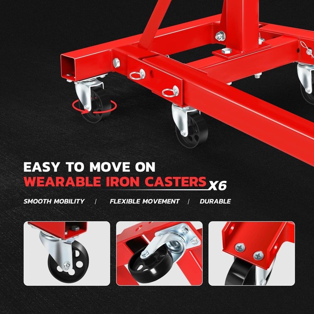 Foldable 2000LB Engine Motor Stand with 360° Rotation & 6 Casters for Mobility