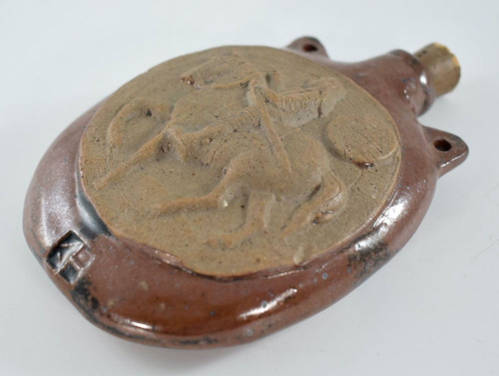 VINTAGE SALT GLAZE PILGRIM FLASK