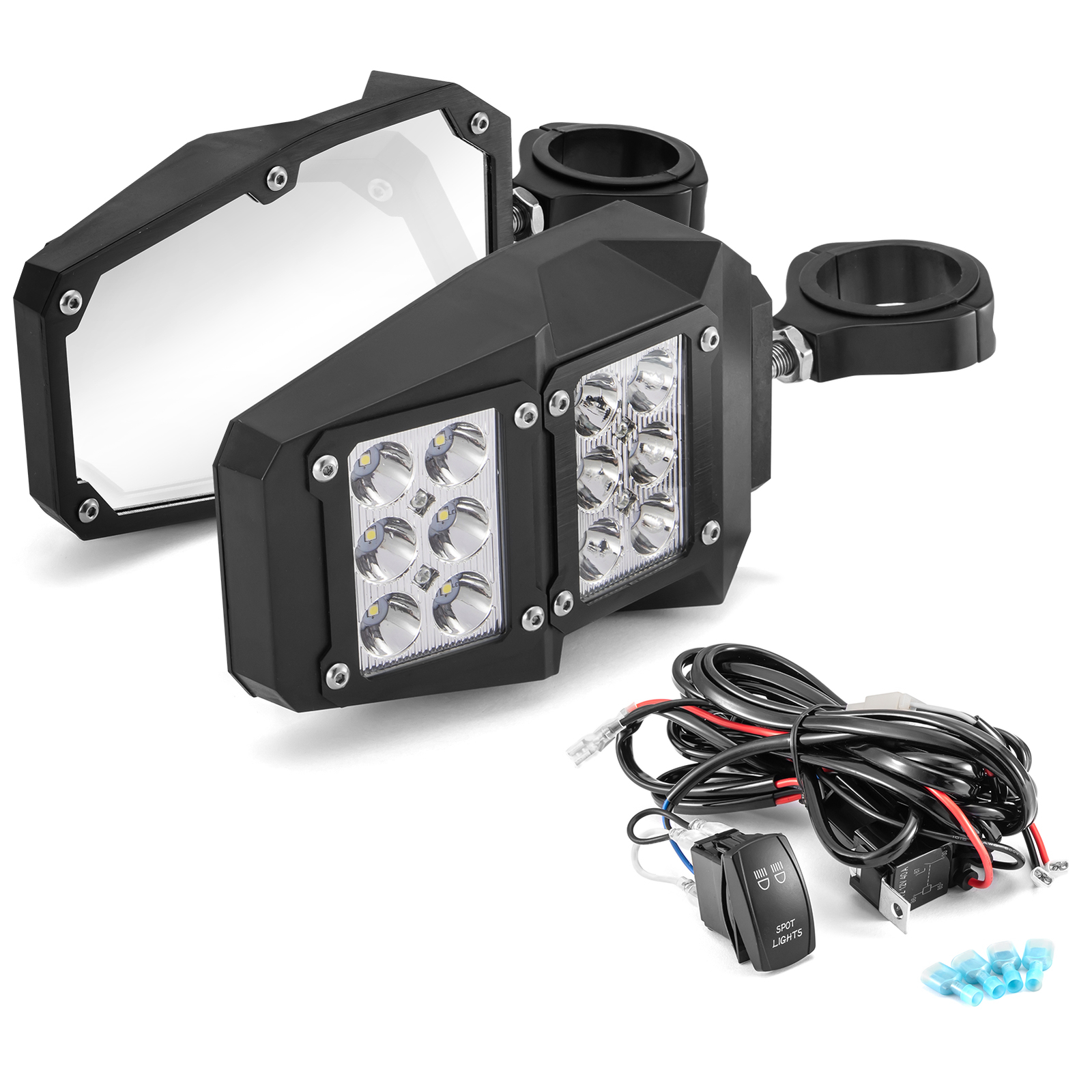 UTV Side View Mirrors w/ LED Spot Light For 1.75"-2" Can am maverick x3 RZR 1000