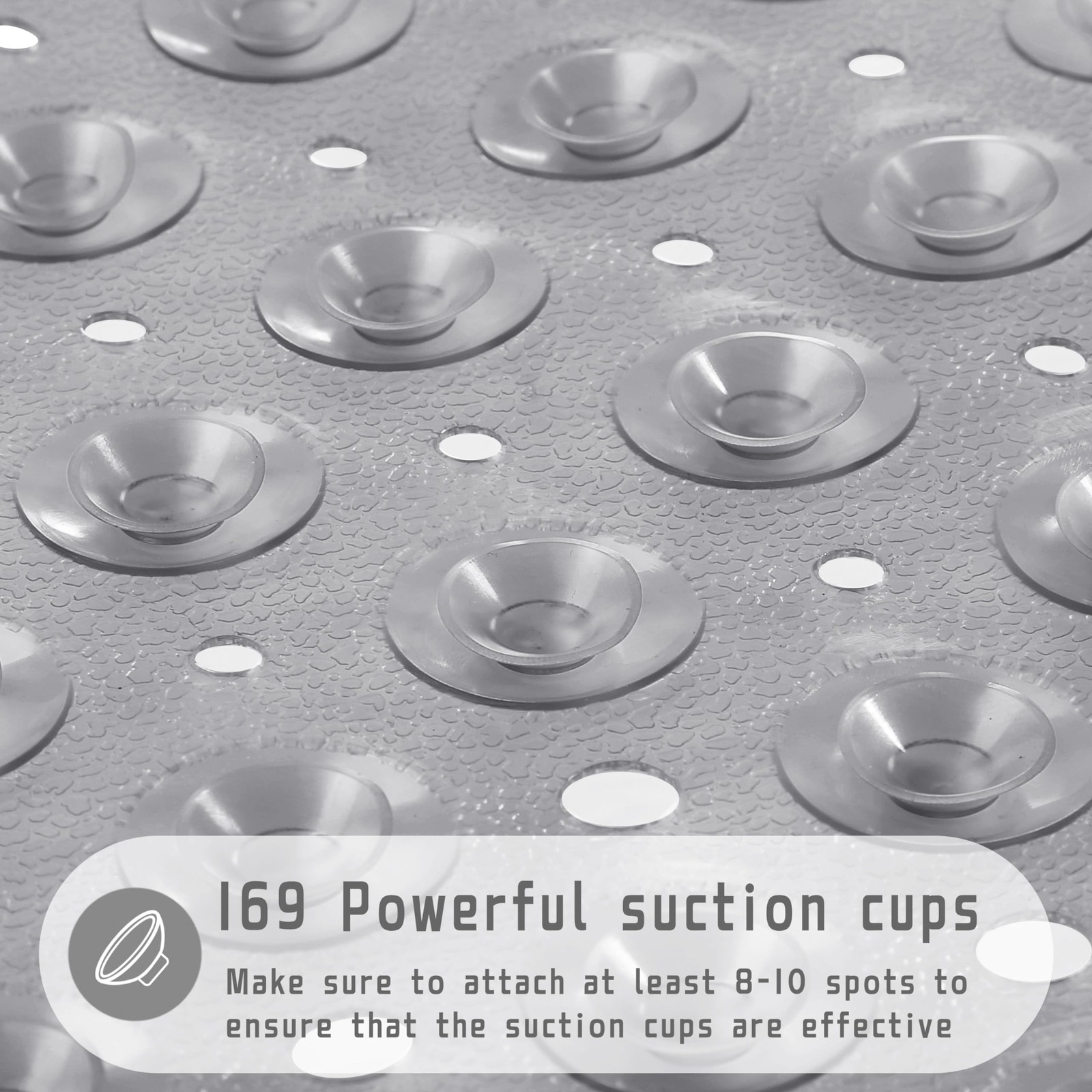 Yimobra Shower Bathtub Mat Non Slip, 21x21 Inch, 21 x 21 inches, Clear Gray