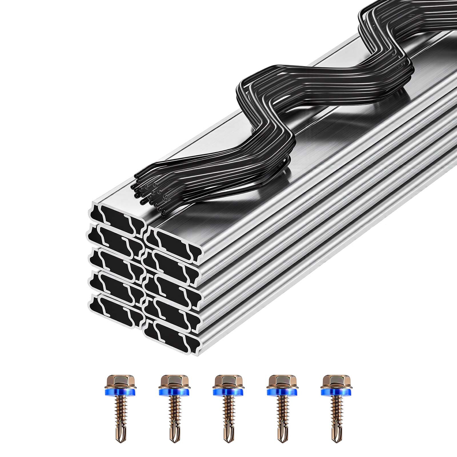 Uimoso Greenhouse Aluminum Lock Channel & Spring Wire Set, 20 Pieces, 6.56 ft