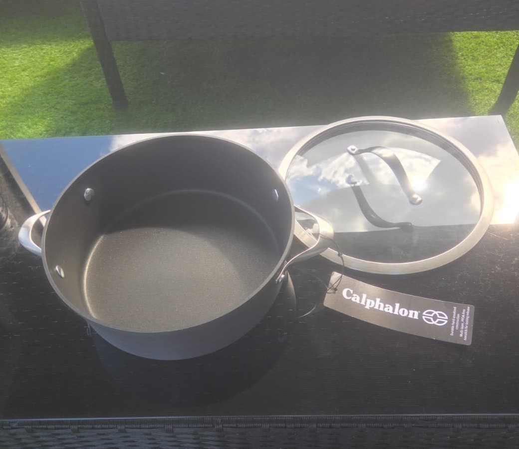 Calphalon 5 Qt Hard Anodized Nonstick Pan w/ Glass Lid 8785 NEW Heavy Duty