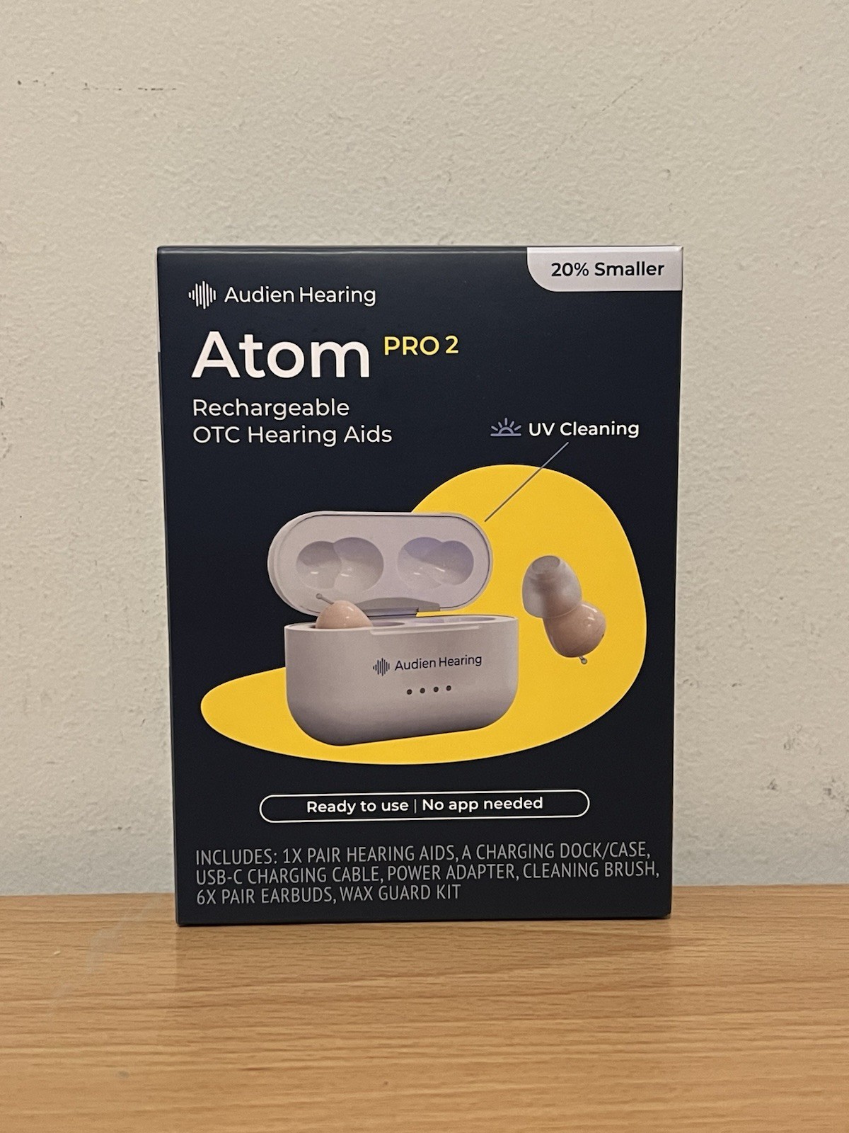 Audien ATOM PRO 2 Wireless Rechargeable OTC Hearing Aids New Sealed