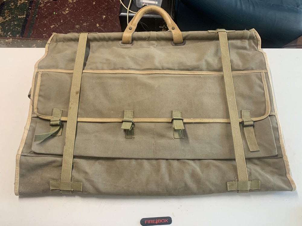 1940-43 WWII United States Marine Corps USMC Officers Canvas Garment Bag Vintage