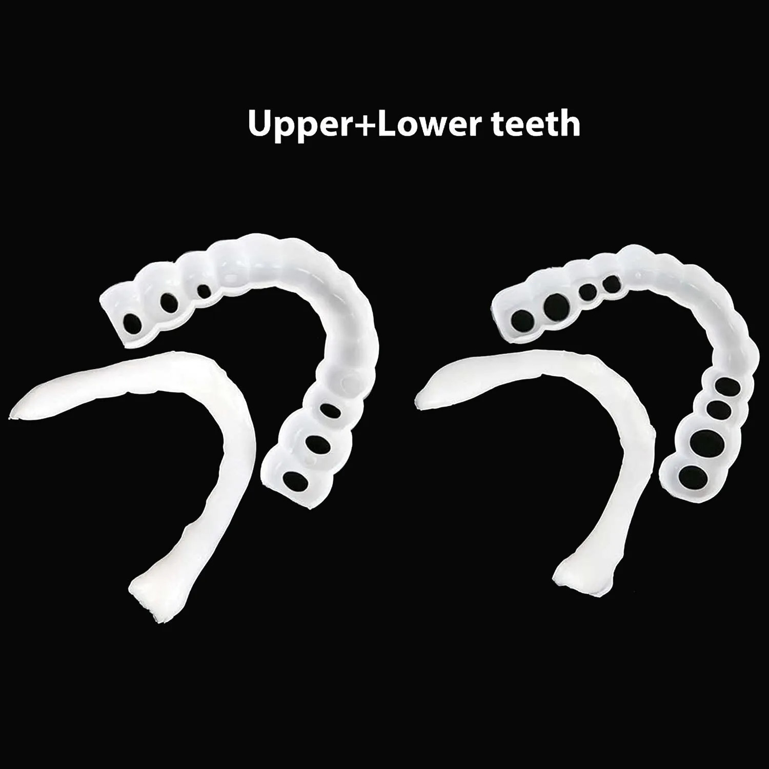Snap On Upper＆Bottom Set False Teeth Dental Veneers Denture Tooth Cover Silicone