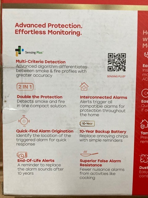 USI Hardwired Smoke Detector with Ionization Sensor, Sensing Plus, 10 Year
