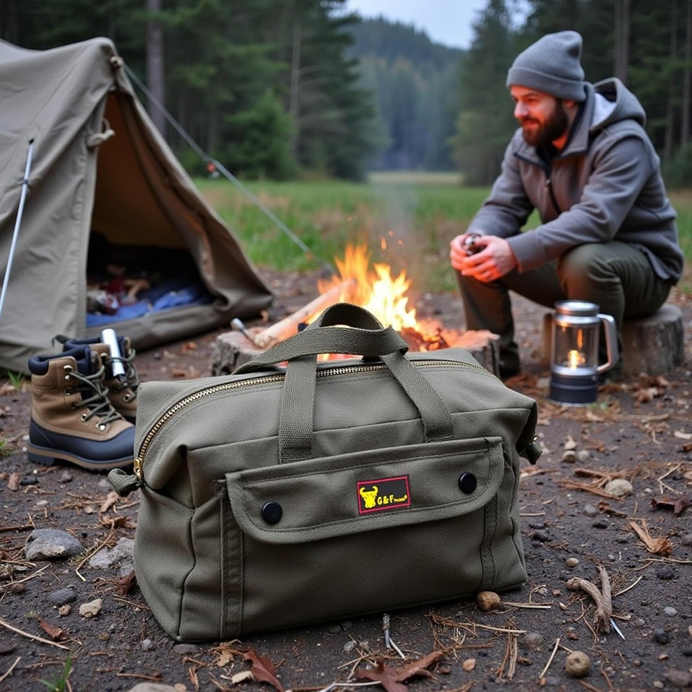 Versatile 11"x7" Water-Resistant Waxed Canvas Duffle Bag with Adjustable Strap