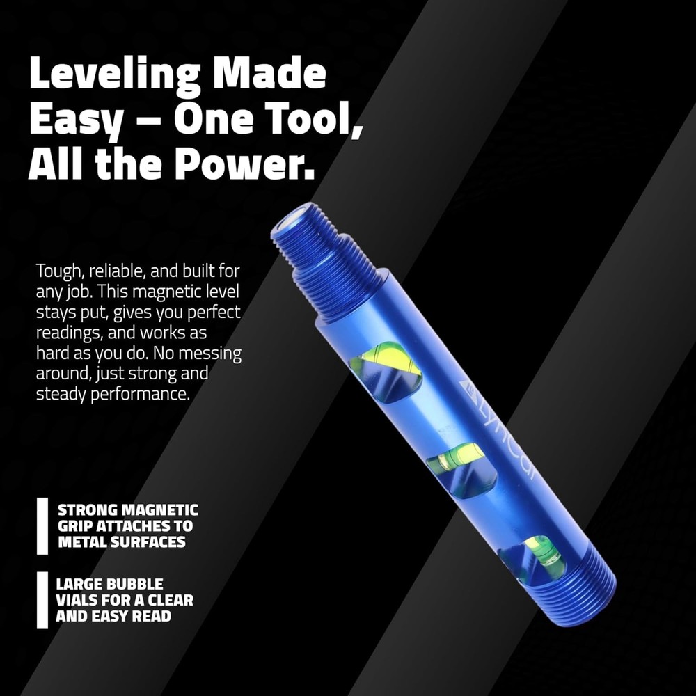 Lyncar Spot Rite Magnetic Bubble Level with Threaded Ends (1/2", 3/4", Blue