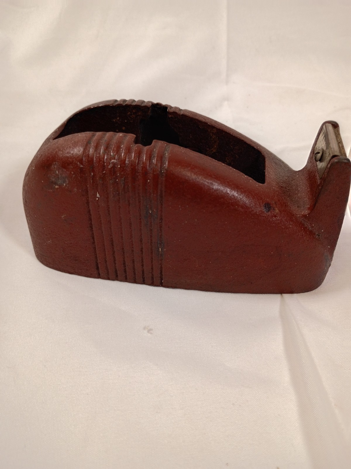 Vintage Art Deco Cast Iron Tape Dispenser Whale Tail Streamline Industrial Heavy