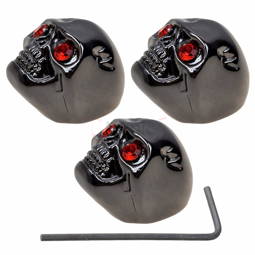 3PCS Skull Knob Electric Guitar Volume Tone Control Knobs Skull Head Black