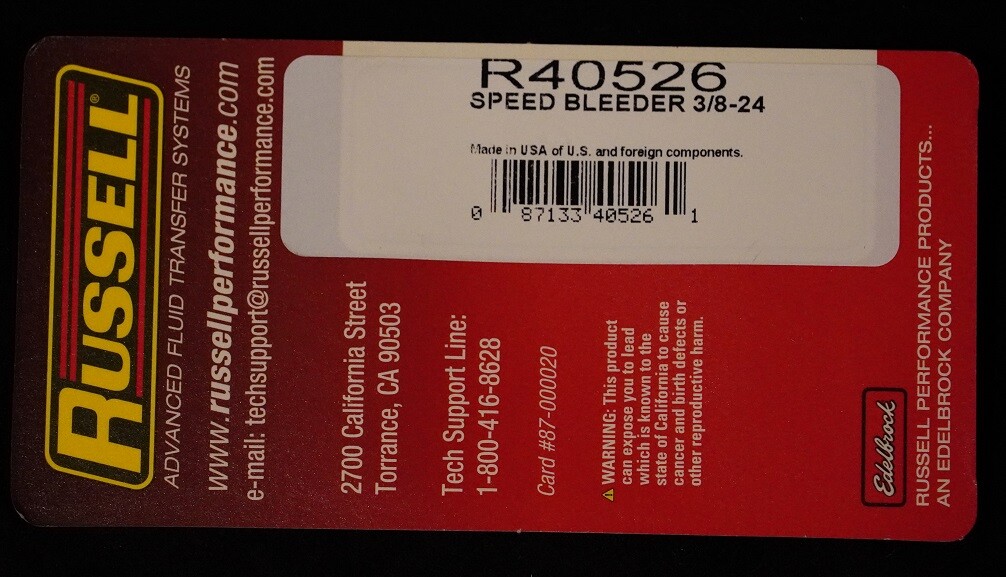 Speed Bleeder Screw Check Valve 3/8-24 For Front Rear Brake Caliper 58372