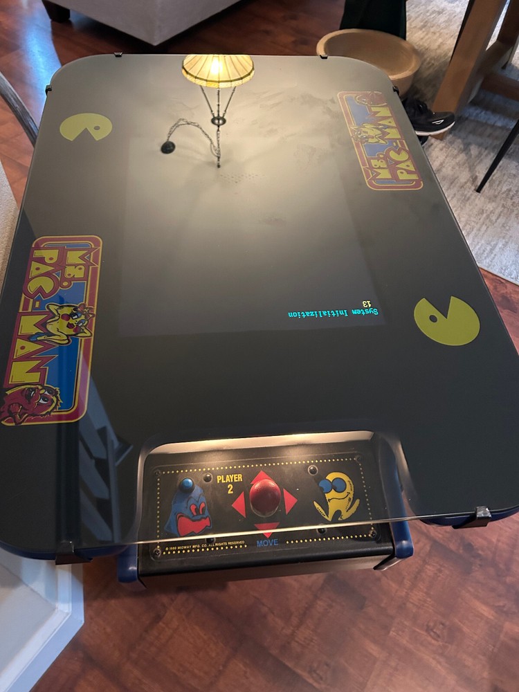 Vintage MS PAC-MAN ARCADE MACHINE COCKTAIL TABLE -restored with extra games