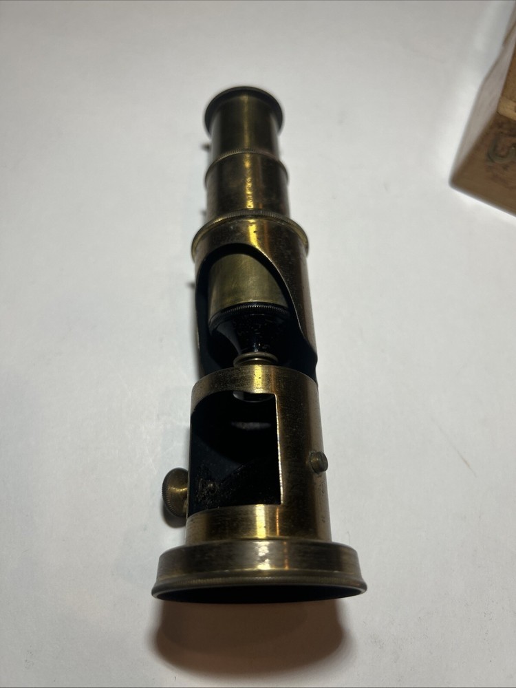 Antique Brass Field Microscope With Original Box