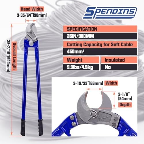 36" Cable Cutter for Copper & Aluminum - Ergonomic Long Arm, High-Frequency Blad