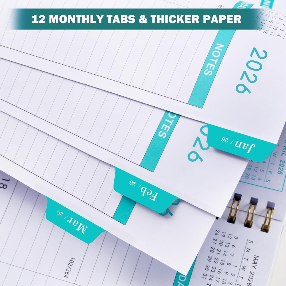Smart 2026 Monthly Planner – 9" x 11", Tabs & Pockets for Efficient Planning