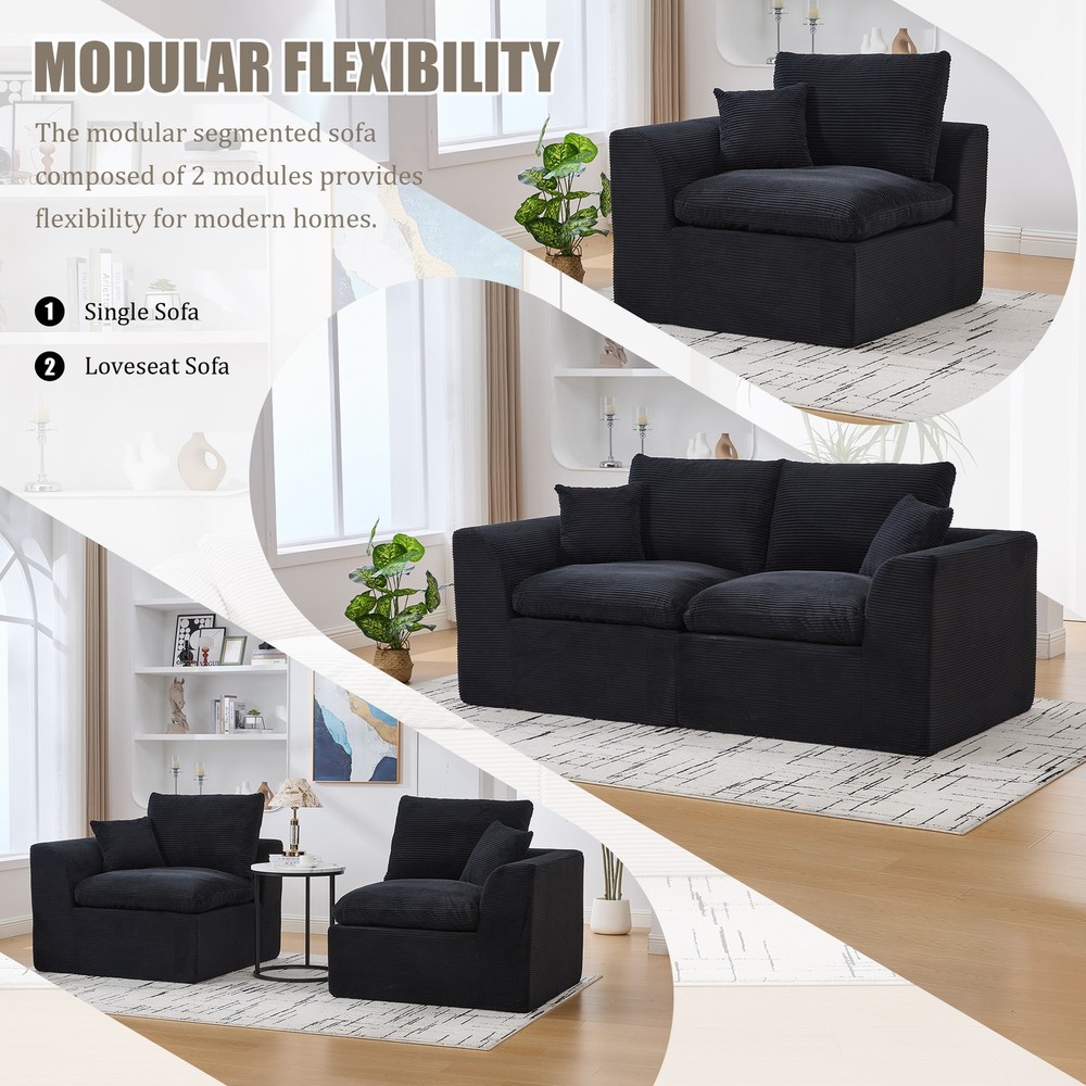 UNITED WE WIN Modular Sectional Sofa Cloud Couch,Comfy Cloud Modern Sofa,2 Sea