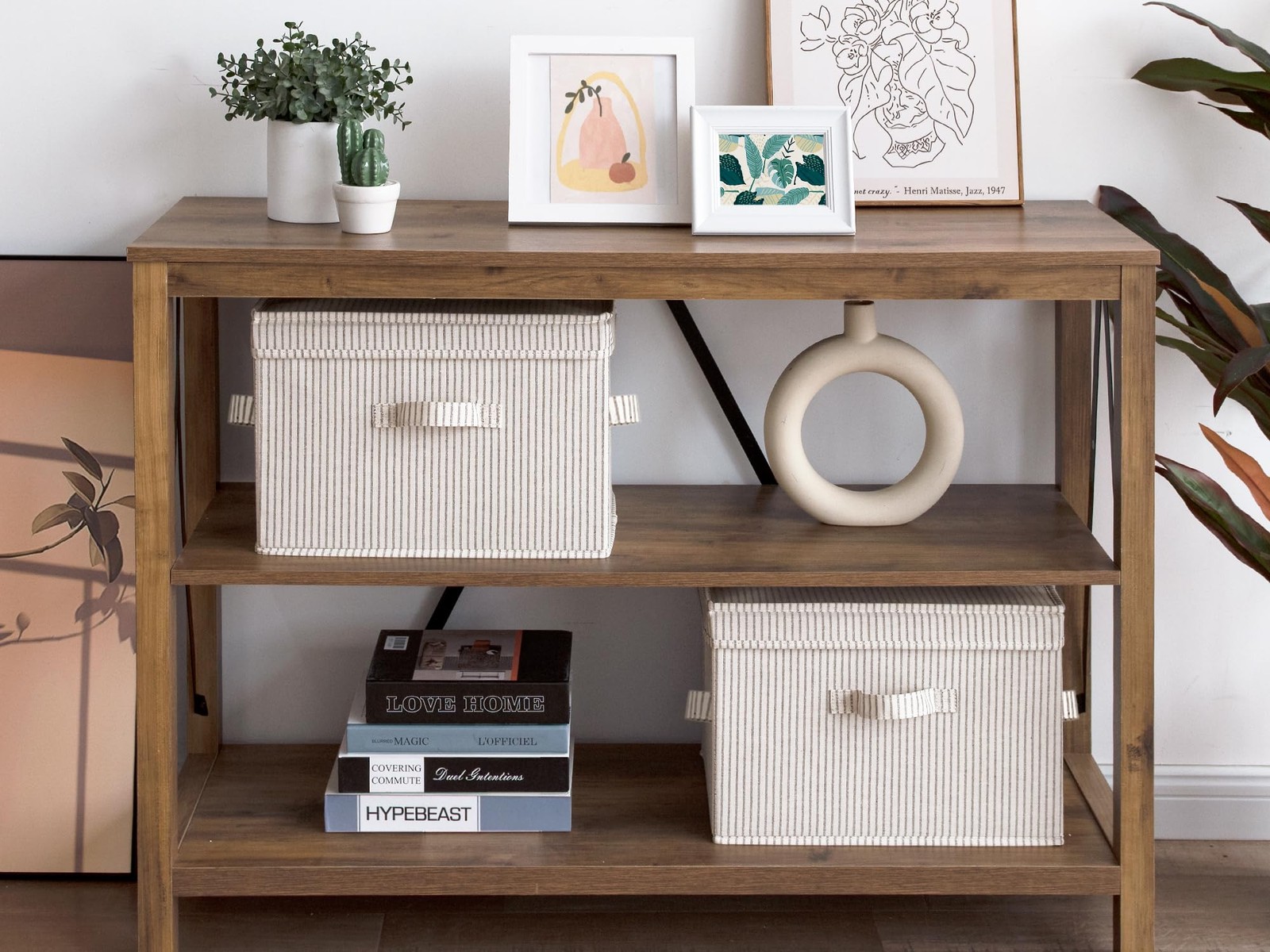 StorageWorks Decorative Storage Boxes, Storage Basket with Lid and Handles, Gray