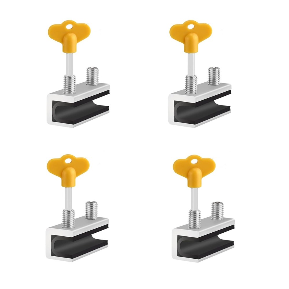 Window Locks, 4 Sets Sliding Locks with Key, for Up and Down Silver