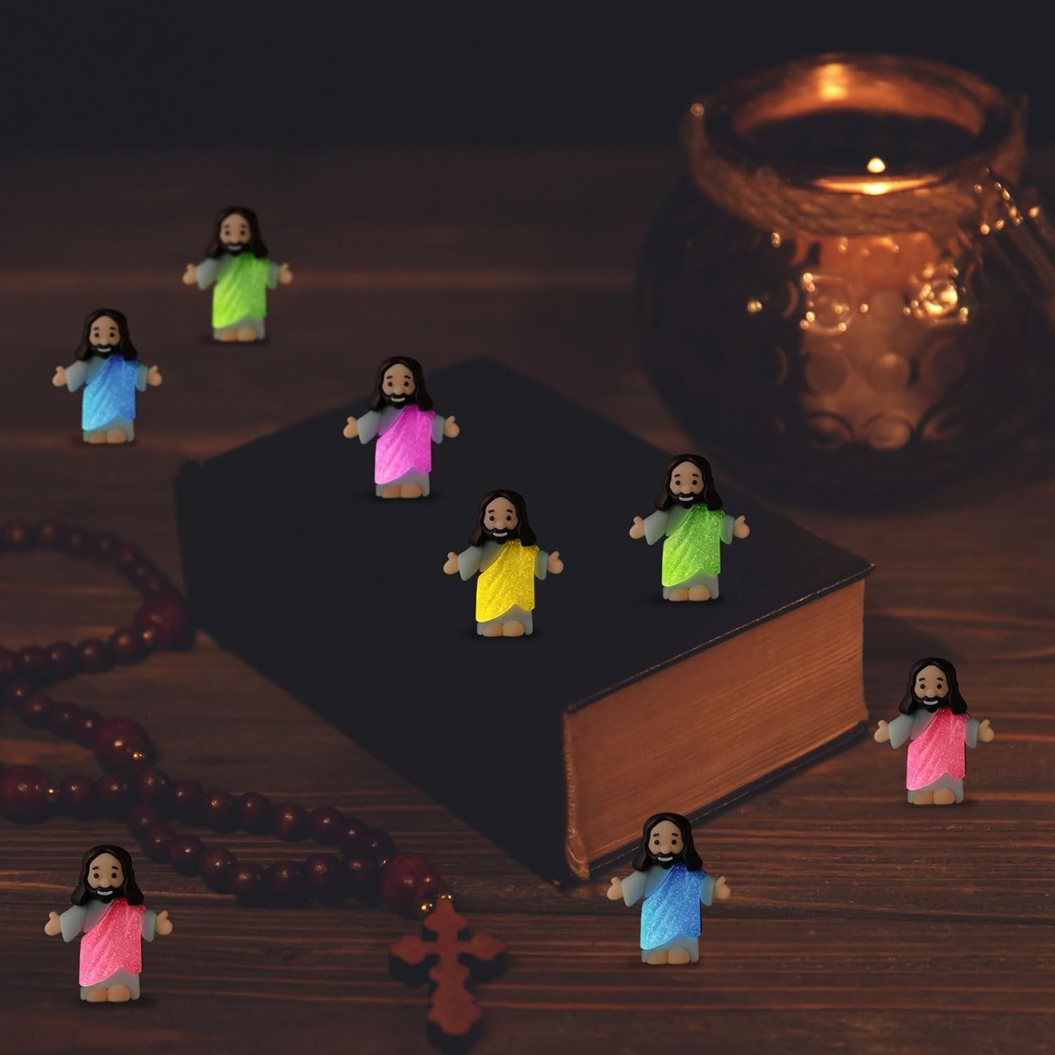 25 Pcs Little Jesus Figures Glow in The Dark Jesus Bulk Christian Gifts for Kid