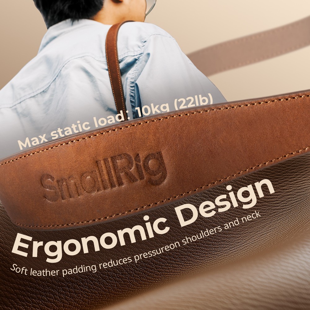 SmallRig Universal Leather Camera Shoulder Strap (Brown) for DSLR Max Load 10kg