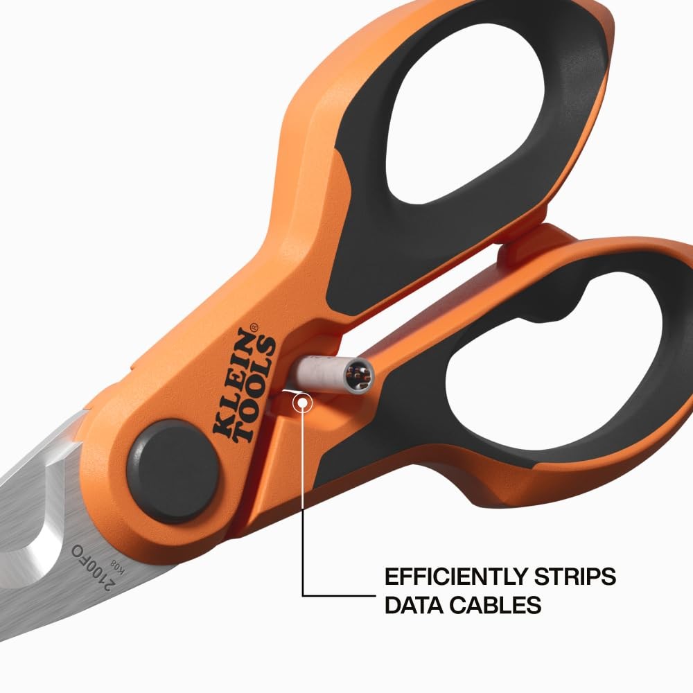 Klein Tools 2100FO Stainless Electrician Scissors Compact, 6-Inch, Orange