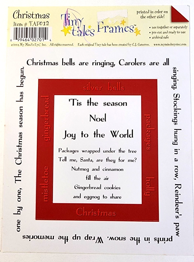 Christmas Tiny Tales Frames Double-Sided 2 Frames & Poem My Mind's Eye 2004