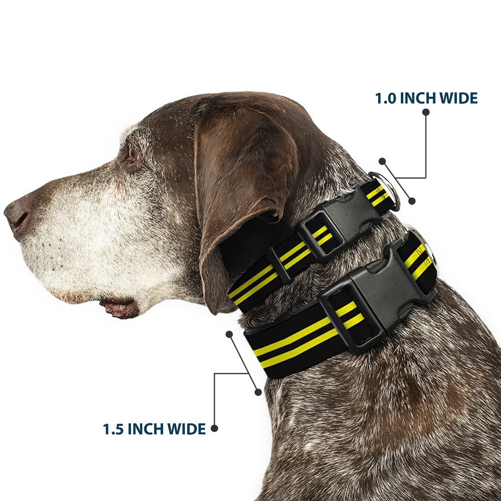 Plastic Clip Collar Stripe Black/Yellow Medium 11-16.5"