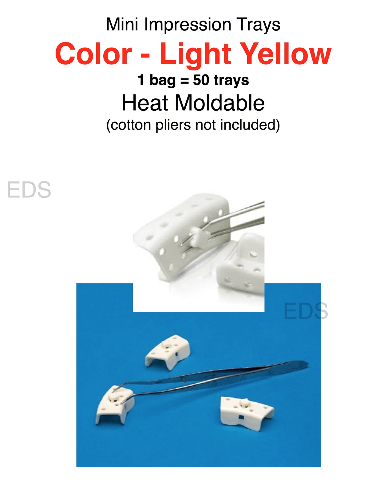 Mini Impression Trays - Heat Moldable - 50 trays